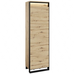 Szafa Quant 60 cm dąb artisan / czarny stylowy design szafy do przedpokoju o niewielkich gabarytach subtelne oświetlenie LED