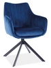 Krzesło tapicerowane Azalia 44x42 cm granatowe nowoczesne krzesło obrotowe z metalowymi nogami stylowe krzesło kubełkowe