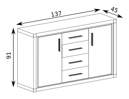 Zestaw mebli do salonu Dallas dąb truflowy / czarny elegancka stylistyka mebli wzbogacona o stylowe czarne dodatki oryginalny kształt