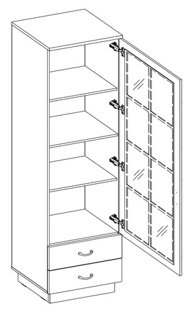 Meblościanka Style dąb artisan / szary grafit klasyczny design meblościanki z szafą stylowe frezowane fronty metalowe uchwyty