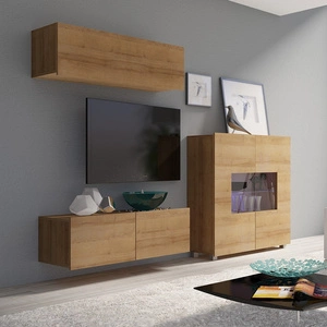 Meblościanka Apulia IX dąb złoty wyjątkowo stylowa meblościanka proste bryły wpisujące się w każde wnętrze