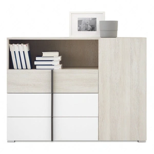 Komoda z szufladami Remona 120 cm dąb wilton biały / biały pojemna komoda do pokoju nastolatka nowoczesny wygląd