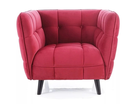 Fotel Castello bordowy nowoczesny oraz funkcjonalny fotel z drewnianymi nogami komfortowy podczas wypoczynku