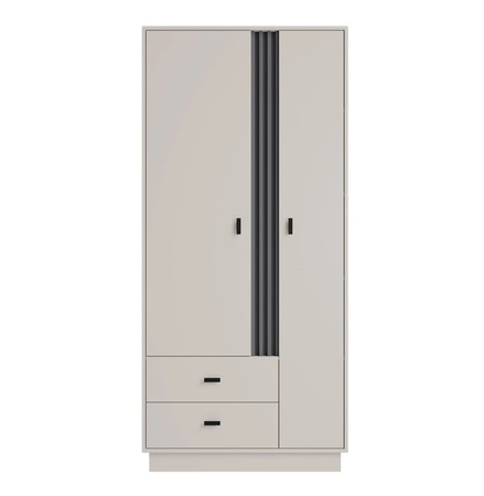 Szafa Estan 90 cm beżowy / antracyt nowoczesny design mebla drzwi szafy ozdobione lamelami szafa do sypialni