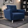 Fotel Felicie granatowy elegancki fotel do salonu z obszernym i miękkim siedziskiem drewniane nóżki nadają wizualnej lekkości