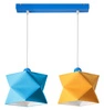 Lampa wisząca podwójna Quasar designerska lampa sufitowa do pokoju dziecięcego lub niemowlęcego z kolorowymi abażurami i niebieską metalową podstawą