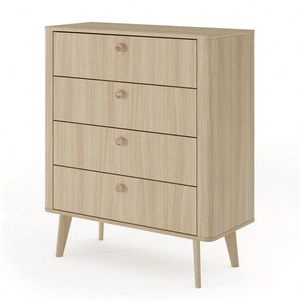 Komoda z szufladami Viki 88 cm dąb barista oryginalny design komoda wsparta na wysokich drewnianych nogach zaoblony kształt