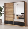 Szafa przesuwna Beta 200 cm dąb mauvella / czarny pojemna szafa z lustrem świetnie sprawdzi się w pomieszczeniach o każdej wielkości