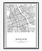 Plakat mapa Warszawy szwarc plan 70x100 plakat w ramie precyzyjny wydruk ze stylową grafiką doskonała dekoracja do salonu lub sypialni