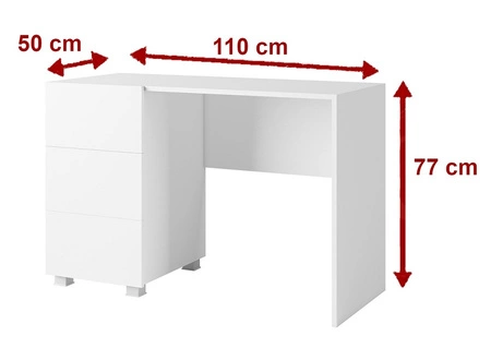 Biurko z szufladami Apulia 100 cm czarny połysk minimalistyczny design prosta bryła idealne biurko do gabinetu lub pokoju młodzieżowego
