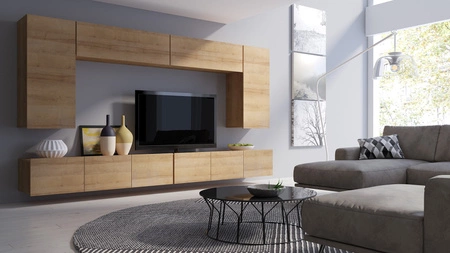 Szafka wisząca Apulia 45 cm dąb złoty minimalistyczny design stylowa witryna do salonu prosta bryła wpisująca się w każde wnętrze