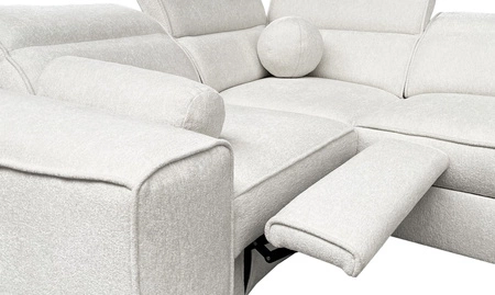 Narożnik z funkcją spania Viano IV Lux patynowy prawostronny designerski narożnik z wysuwanym podnóżkiem duży pojemnik na pościel