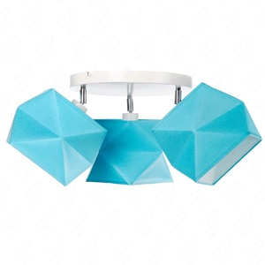 Plafon sufitowy potrójny Quasar designerska lampa sufitowa do salonu z niebieskimi abażurami i białą metalową podstawą