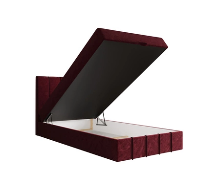 Łóżko kontynentalne Casey 100x200 bordowe w nowoczesnym skandynawskim stylu z tapicerowanym zagłówkiem łóżko z pojemnikiem