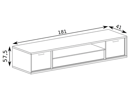 Szafka RTV Mediolan Plus 181 cm hikora elegancka szafka wsparta na metalowych nogach szuflada z systemem push to open stylowe czarne dodatki
