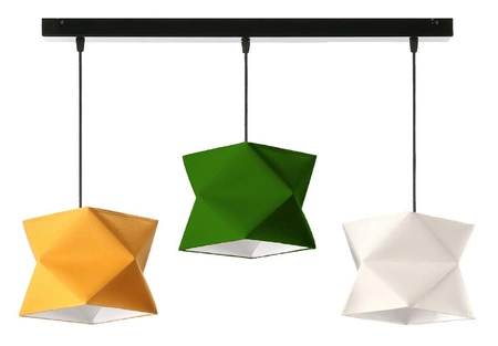 Lampa wisząca potrójna Quasar designerska lampa sufitowa do salonu z bawełnianym abażurem i metalową podstawą