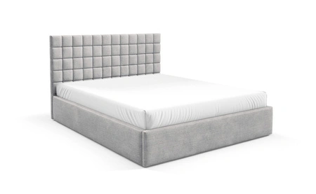 Łóżko tapicerowane Graso 180x200 szary popiel nowoczesne i eleganckie łóżko gustowny symetryczny wzór na wezgłowiu pojemnik na pościel
