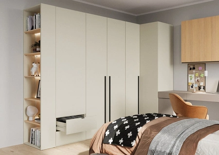 Szafa Woow 60 cm szampańska mała modułowa szafa z szufladami wyposażona w funkcjonalny układ półek idealna do niewielkich przestrzeni