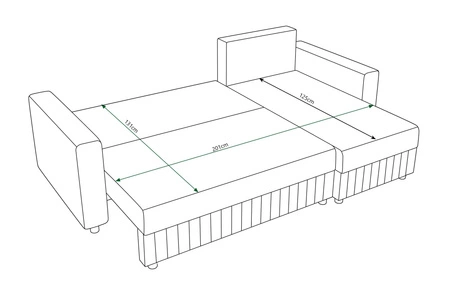 Narożnik z funkcją spania Pasco grafitowy prawostronny klasyczny narożnik wpisujący się w każdą aranżację dekoracyjne przeszycia
