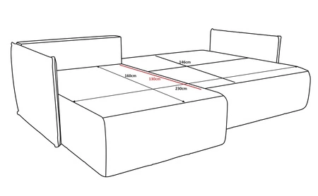 Narożnik z funkcją spania Oroso grafitowy lewostronny miękka tkanina typu velvet z powłoką hydrofobową pojemnik na pościel