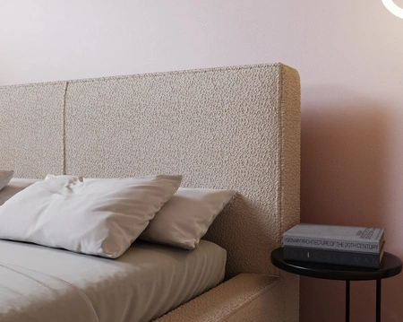 Łóżko tapicerowane Belli 140x200 ciemny beżowy stylowe łóżko z pojemnikiem na pościel wygodny zagłówek zachwyca eleganckim designem