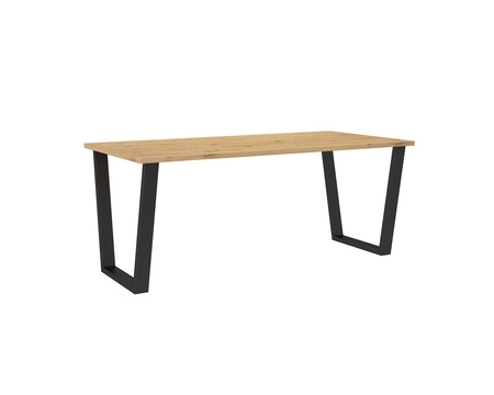 Stół Woburn 185x67 cm dąb artisan / czarny prosta forma mebla wzbogacona o stylowe czarne nogi w stylu loftowym blat odporny na rozlanie cieczy