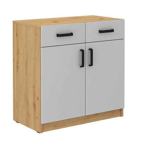 Komoda z szufladami Makana 80 cm dąb artisan / jasny szary funkcjonalny mebel do biura gabinetu lub pokoju młodzieżowego