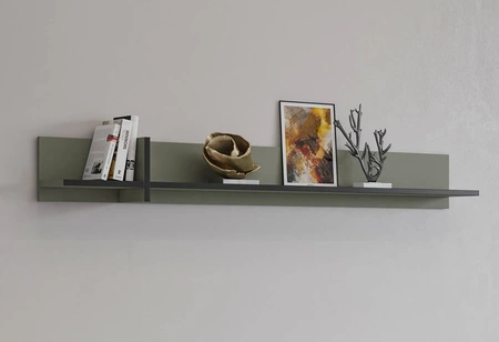 Półka Cross 180 cm zielona prosta forma w nowoczesnym wydaniu praktyczna półka na ścianę do salonu jadalni lub pokoju dziennego