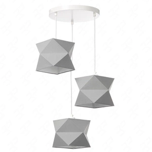 Lampa wisząca potrójna Quasar designerska lampa sufitowa do salonu z szarymi abażurami i białą rozetą sufitową