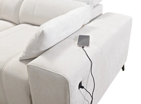 Narożnik z funkcją spania Penejos III szary prawostronny niezwykle wygodny i komfortowy narożnik do salonu dwa pojemniki na pościel