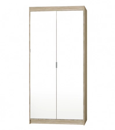 Szafa Rene 90 cm dąb sonoma jasny stylowy design prosta forma szafa z lustrem do sypialni lub przedpokoju obrzeża wykończone ABS