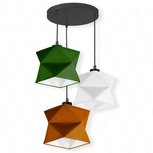 Lampa wisząca potrójna Quasar designerska lampa sufitowa do salonu lub sypialni z kolorowymi abażurami i czarną rozetą sufitową