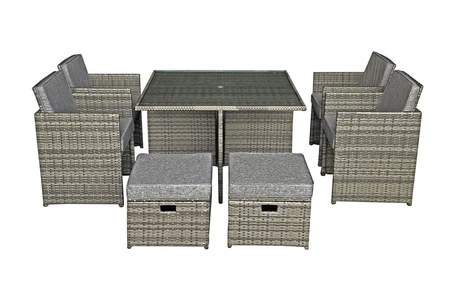 Zestaw mebli ogrodowych Delizioso szary beżowy eleganckie meble idealne do przydomowego ogrodu staranne wykonanie z technorattanu