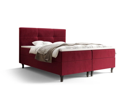 Łóżko kontynentalne Melba 160x200 bordowe w nowoczesnym skandynawskim stylu z charakterystycznym wezgłowiem