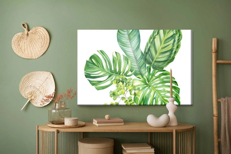 Obraz na płótnie egzotyczne liście 100x70 cm ponadczasowa ozdoba wnętrza obraz w wyrazistej kolorystyce wysoka jakość wykonania