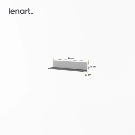 Półka Pok 90 cm grafit / szary nowoczesna i praktyczna półka ścienna idealna do pokoju młodzieżowego lub biura