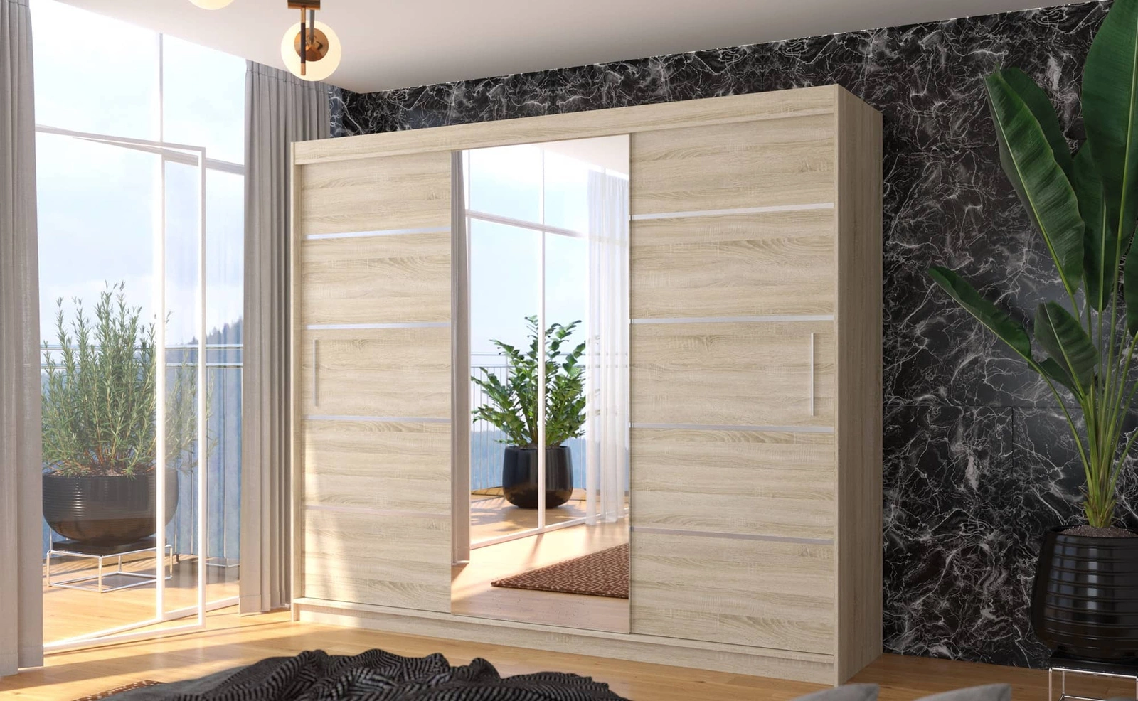 Szafa przesuwana z lustrem Solo Szafa z lustrem do sypialni Szafy przesuwne do pokoju