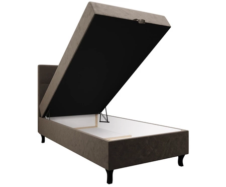 Łóżko kontynentalne Melba 100x200 jasny brąz w nowoczesnym skandynawskim stylu z tapicerowanym zagłówkiem łóżko z pojemnikiem