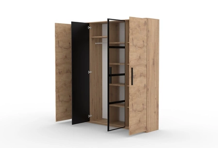 Szafa z lustrem Malen 205 cm dąb artisan oryginalny design minimalistyczne uchwyty idealna szafa do sypialni lub do przedpokoju