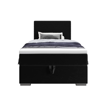 Łóżko kontynentalne Fargo 100x200 czarne w nowoczesnym skandynawskim stylu z tapicerowanym zagłówkiem łóżko z pojemnikiem