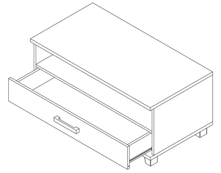 Szafka RTV Maximus 100 cm dąb sonoma jasny z szufladą nowoczesny design obrzeża wykończone specjalną okleiną ABS szuflada na prowadnicach rolkowych