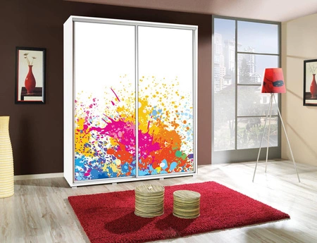 Szafa przesuwna Artistino 155 cm z grafiką art korpus szafy w kolorze białym wykonany z płyty o grubości 22mm