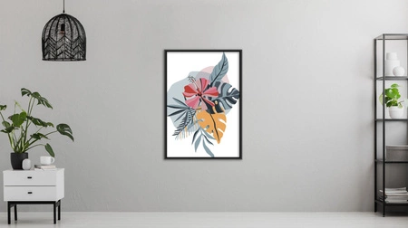 Plakat bukiet tropikalnych liści 70x100 plakat w ramie precyzyjny wydruk ze stylową grafiką doskonała dekoracja do salonu lub sypialni