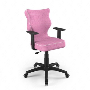 Krzesło do biurka Duo różowe idealne do wzrostu 146-176,5 cm profilowane siedzisko regulowane podłokietniki łatwo czyszcząca tkanina