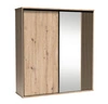 Szafa przesuwna z lustrem Cali 199 cm dąb artisan / czarny stylowa szafa z lamelami w kolorze drewna idealna szafa do sypialni czy garderoby