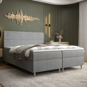 Łóżko kontynentalne Bing 140x200 jasny szary w nowoczesnym skandynawskim stylu z charakterystycznym wezgłowiem