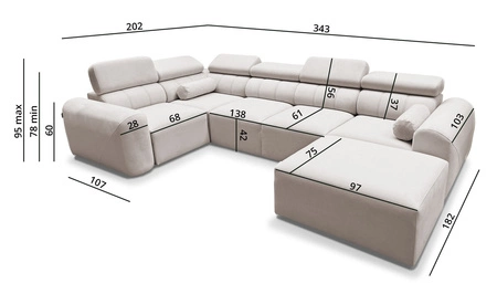 Narożnik z funkcją spania Cantare IV ceglasty prawostronny starannie wykonany narożnik do salonu zapewnia komfort i wygodę