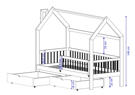Łóżko drewniane Pumba 80x180 cm białe łóżko dziecięce wykonane z litego drewna sosnowego łóżko dziecięce domek z pojemnymi szufladami