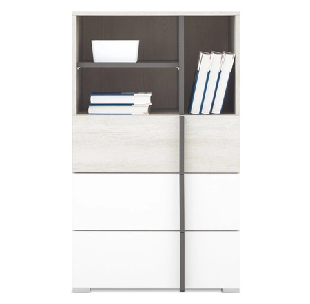 Komoda z szufladami Remona 60 cm dąb wilton biały / biały idealna komoda do pokoju młodzieżowego użytkowa nowoczesny wygląd 