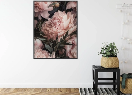 Plakat pastelowe piwonie 70x100 plakat w ramie precyzyjny wydruk ze stylową grafiką doskonała dekoracja do salonu lub sypialni